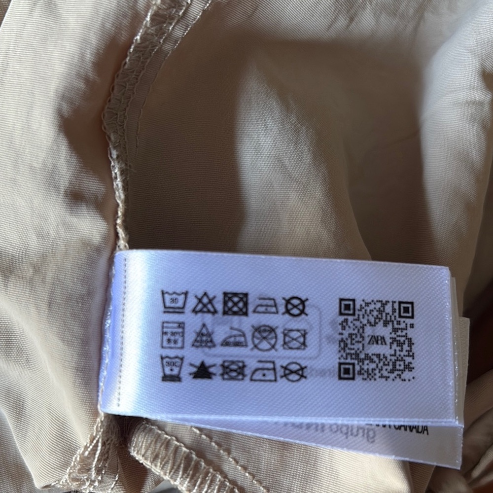 Zara Beige Cargo Parachute Pants with Drawstring Waist Sz M - Picture 7 of 12